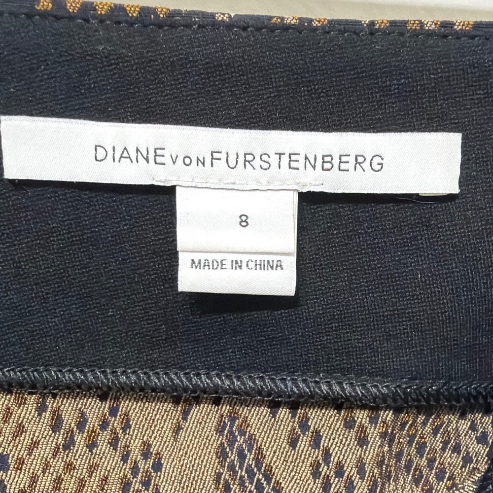 Diane von Furstenberg Women Sz 8 Panel Marta Framed Python Skirt Brown Navy - Picture 6 of 10